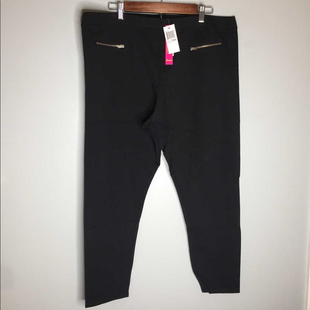 Catherine Malandrino Woman Sz/2Xl ZIP Pointe Black Skinny Pants